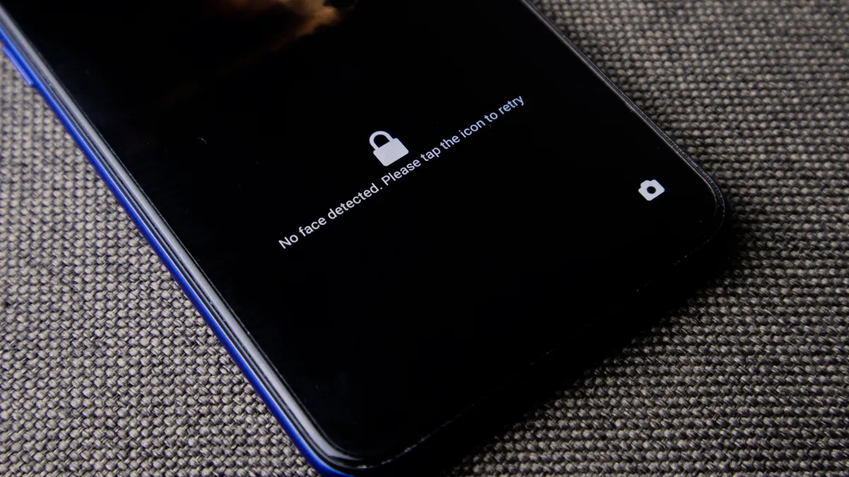 Smartphone showing a face ID lock message